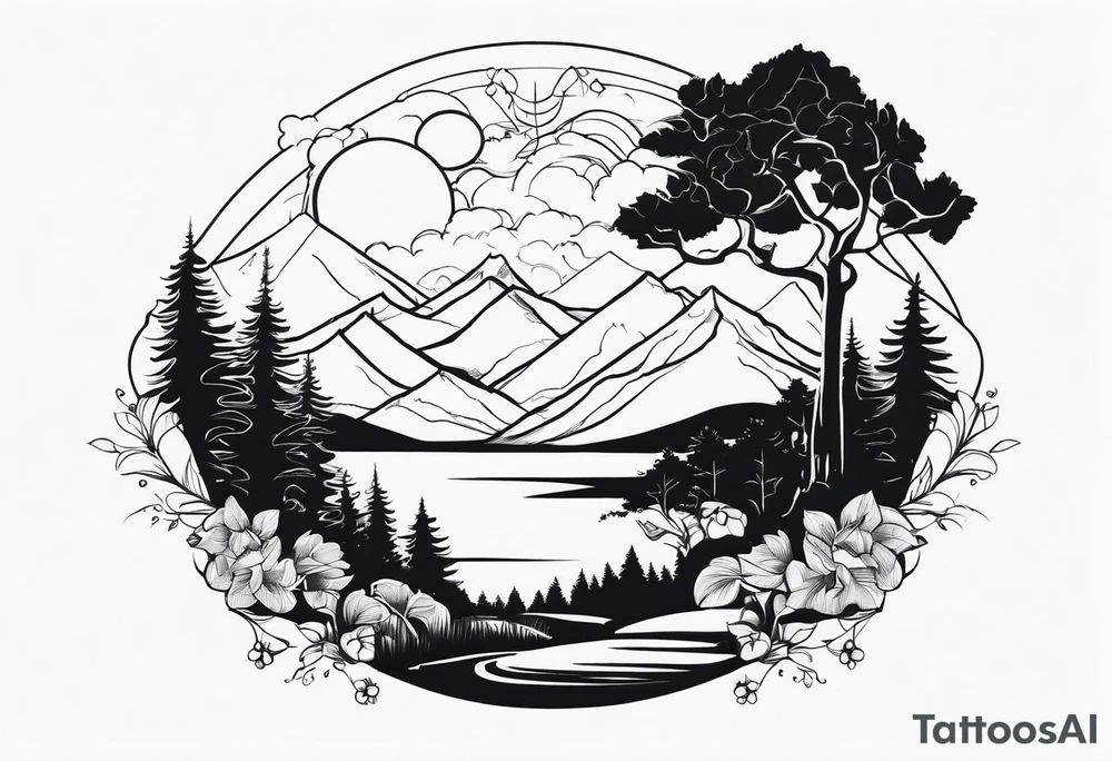 romantic scenery tattoo idea