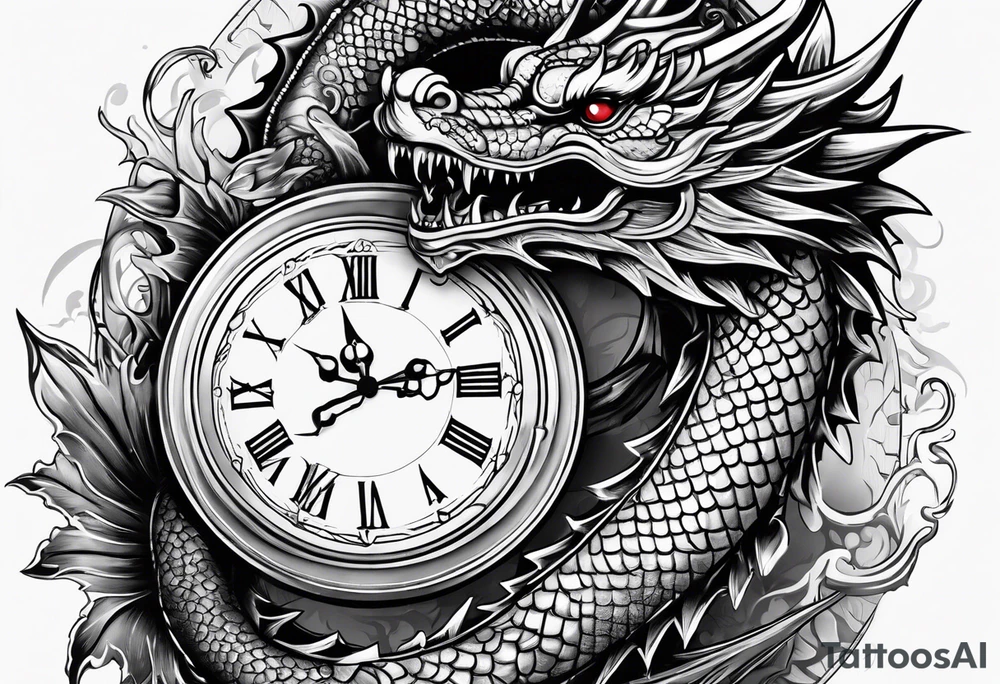 Clock with dragon tattoo idea