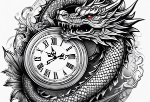 Clock with dragon tattoo idea