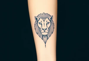 A highly detailed line-art Czech lion, with intricate patterns in its mane and subtle golden shading for a regal look. tattoo idea