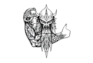 bold line shaman and witch style tattoo idea