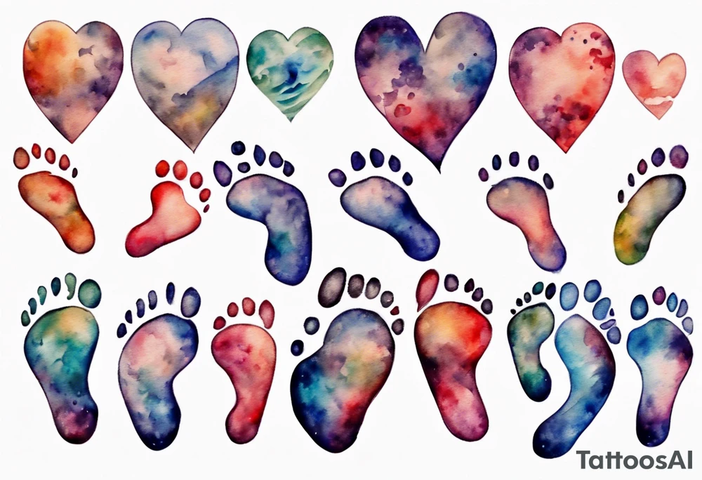 Footprints in a heart tattoo idea