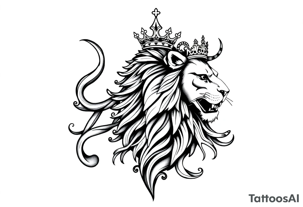 powerful majestic lion vagina and anus
with a crown tattoo idea