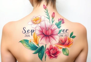 birthday month flowers for September January, June, May and July. Do not put months written on it tattoo idea