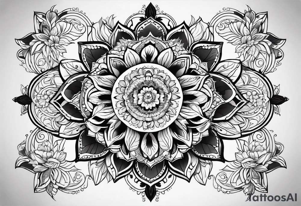 mandala with flowers tattoo idea