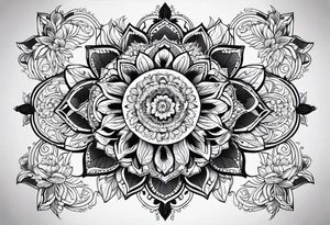 mandala with flowers tattoo idea