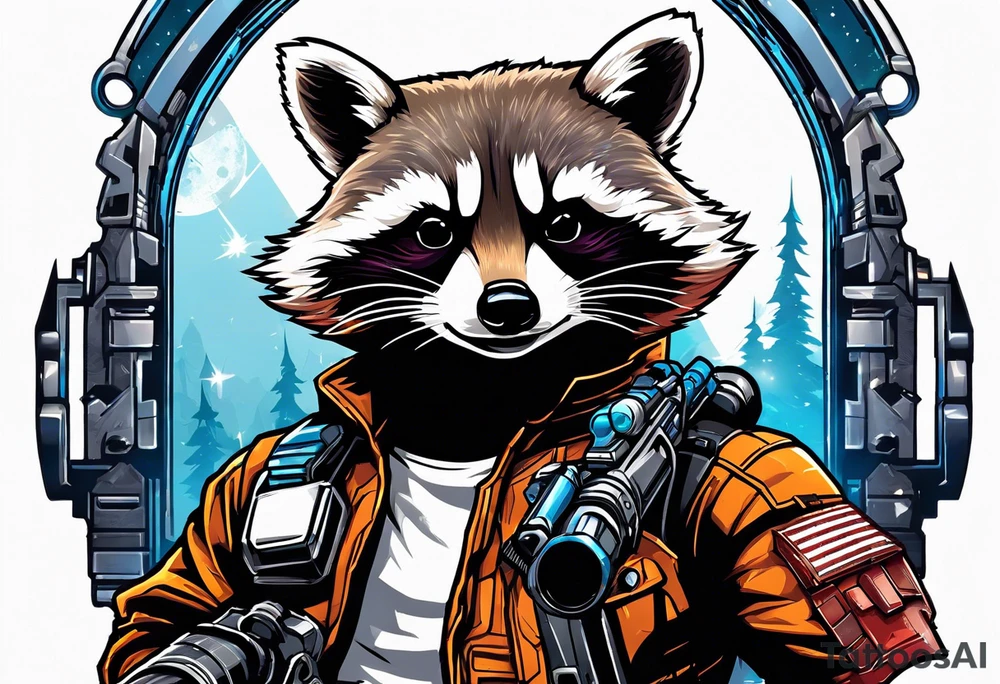 Guardians of the galaxy raccoon with a rocket launcher tattoo idea