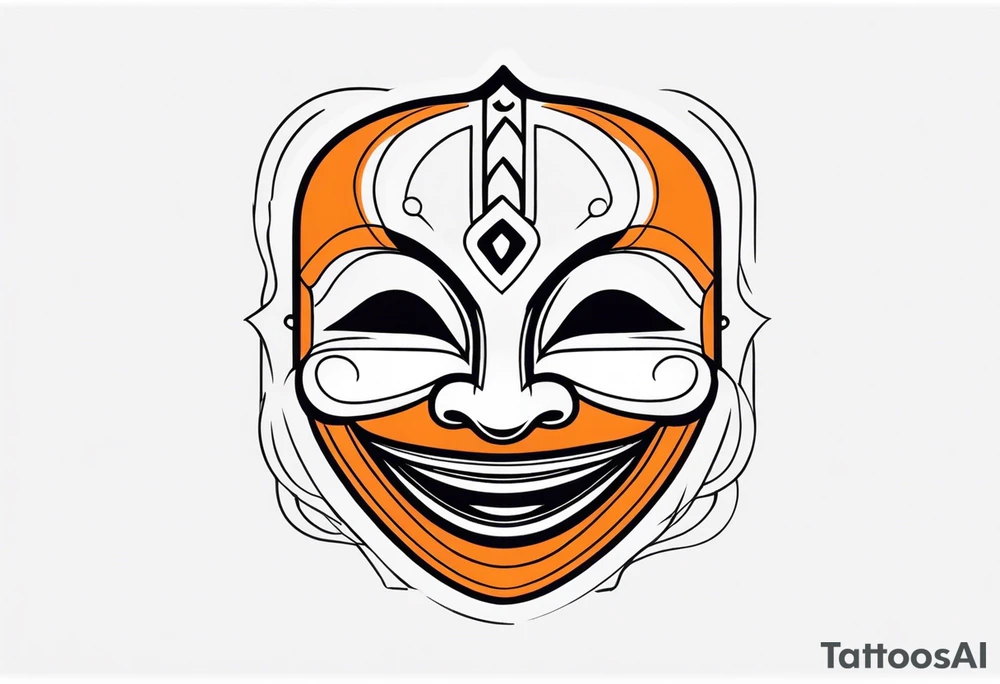 Laughing mask that is orange and black tattoo idea