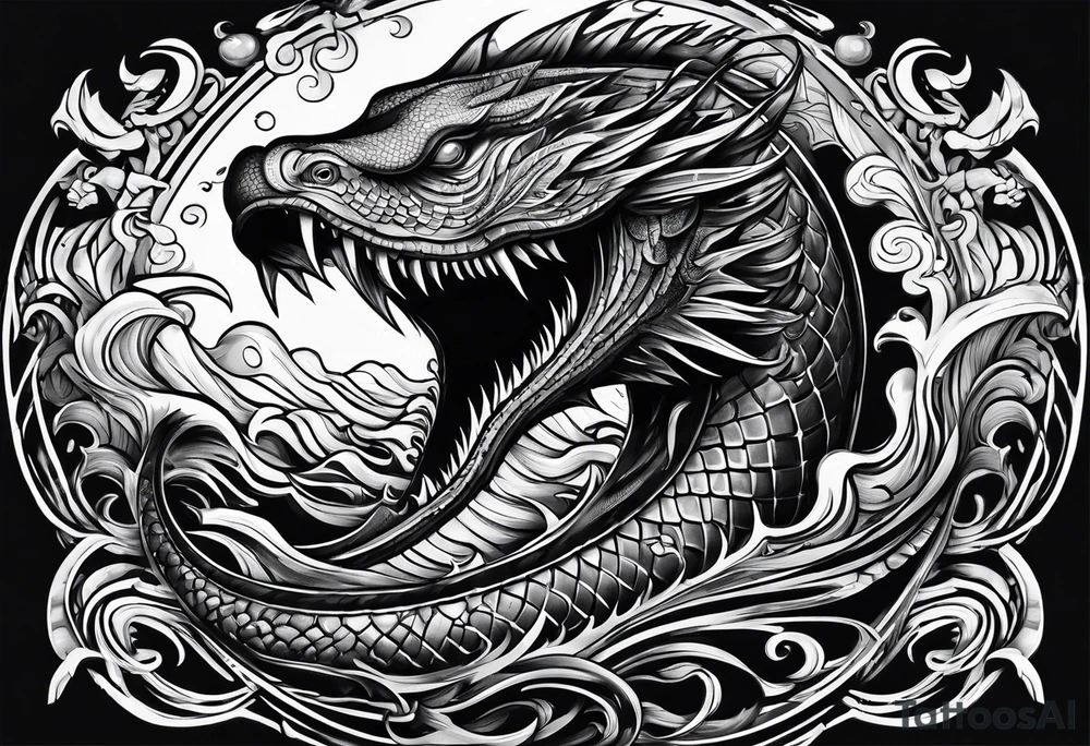 Menacing leviathan tattoo idea