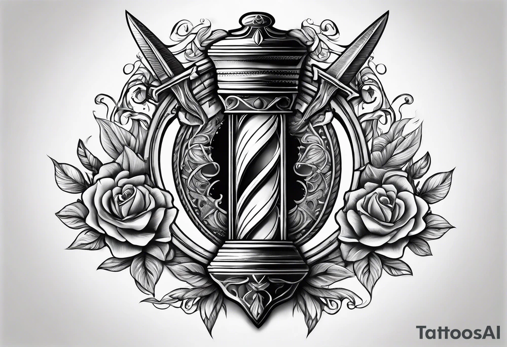 Dagger with hourglass inside tattoo idea