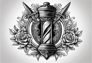 Dagger with hourglass inside tattoo idea