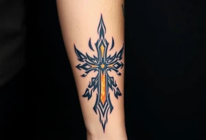 Campfire with cross include the great outdoors and night sky make sure cross doesn't look like it is on fire tattoo idea