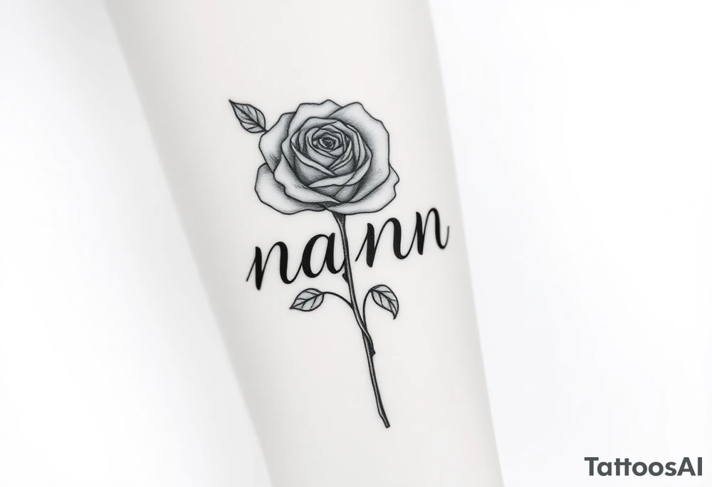 Rose flower and the stem is the word nanny tattoo idea