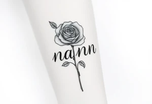 Rose flower and the stem is the word nanny tattoo idea