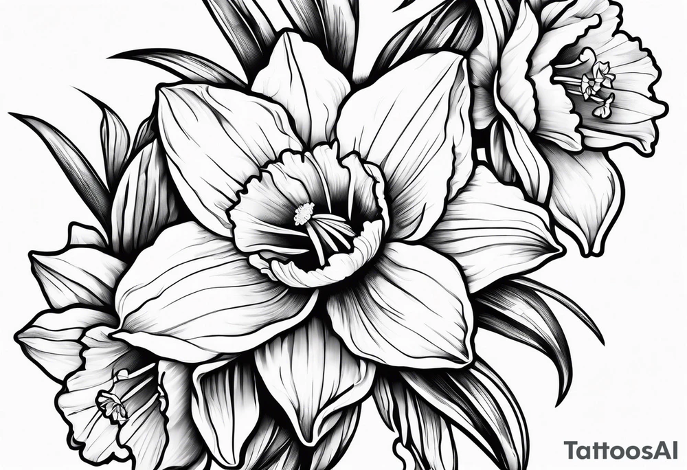 Daffodil birth flower chain tattoo idea