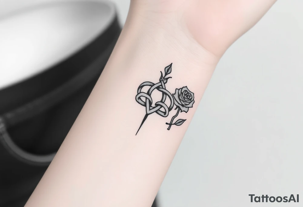 Can you make me a design for a tattoo with Lilith  royalty symbol  a loose knot and a rose tattoo idea