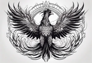 Phoenix riding from the ashes tattoo idea