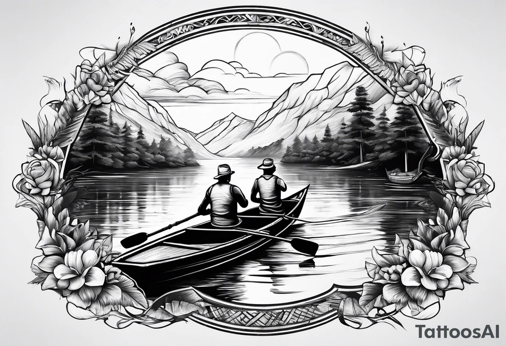 two people rowing tattoo idea