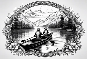 two people rowing tattoo idea