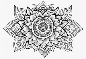 Ripped skin cheetah print with sunflower clusters and mandala tattoo idea