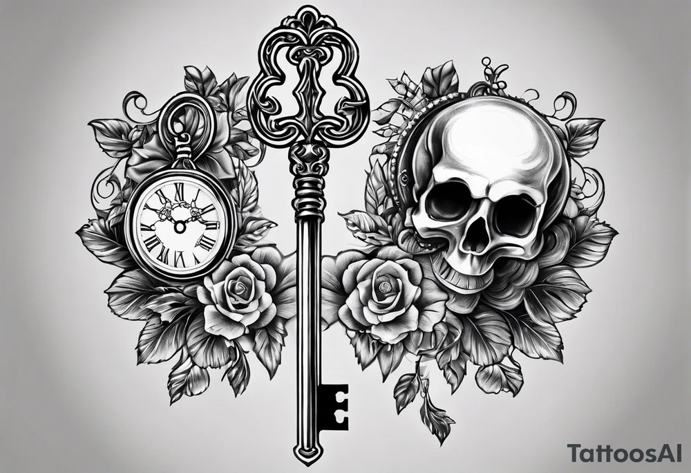couple tattoo of a skeleton key with 2016 on it. the key should look it unlocks her matching locket with 1999 on it. tattoo idea