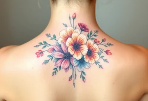 Looking for a cover-up tattoo with birthday month Bouquet of flowers pastel colors for months September, January, June, May, and July. tattoo idea