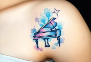 dreamy grand piano under the star tattoo idea