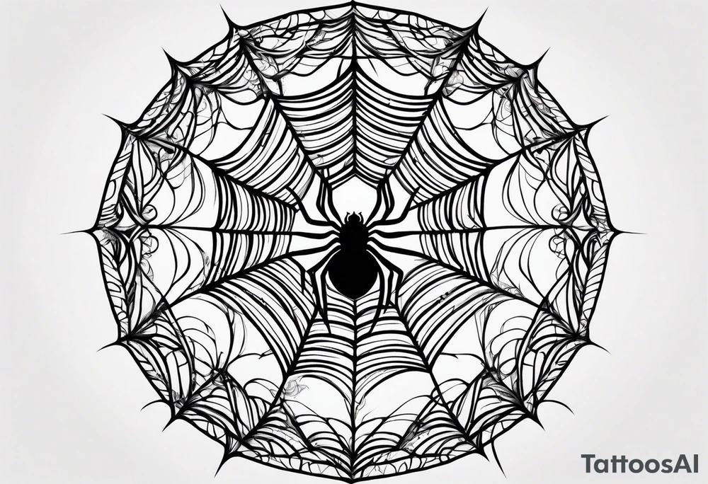 spider web hangin  under moon tattoo idea