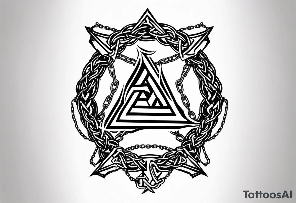 Valhalla sword shield dragon axe barbed wire chains valknut fire tattoo idea Valhalla sword shield dragon axe barbed wire chains valknut fire tattoo idea