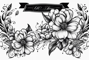 Dainty feather lined upwards with flowers tattoo idea