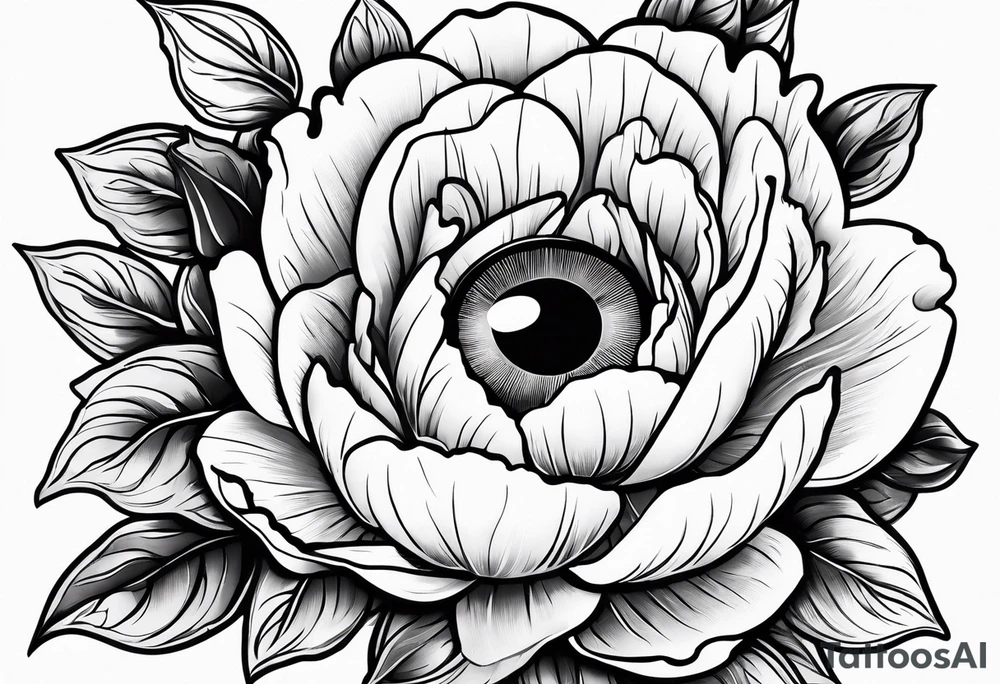 Peonies roses evil eye tattoo idea