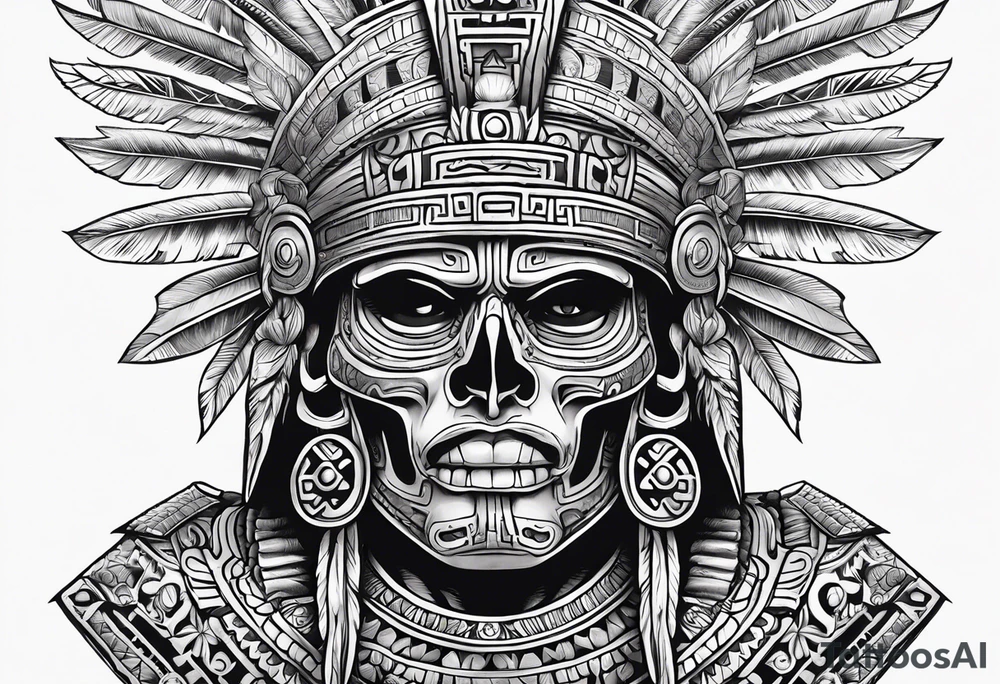 aztec god of death Mictlantecuhtli shoulder up tattoo idea