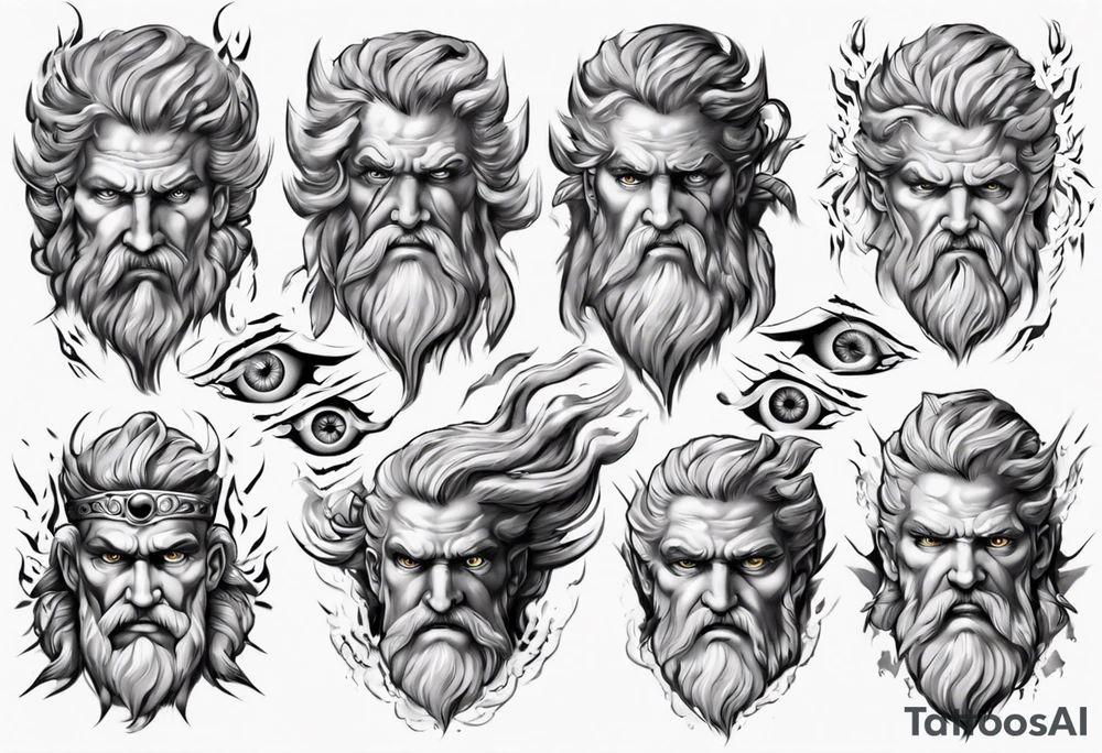 zeus lightnings in eyes tattoo idea