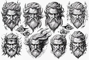 zeus lightnings in eyes tattoo idea