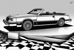 dark 1984 Chrysler lebaron convertible, no background tattoo idea