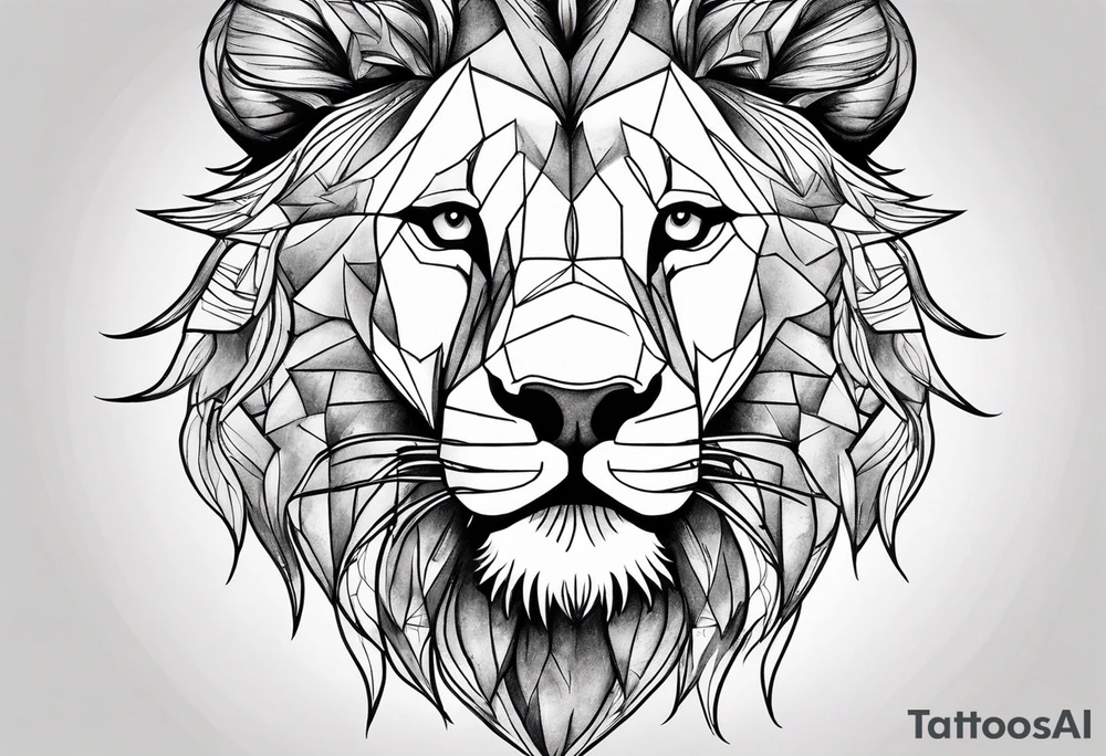 Lion face, half geometry tattoo idea