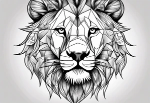 Lion face, half geometry tattoo idea