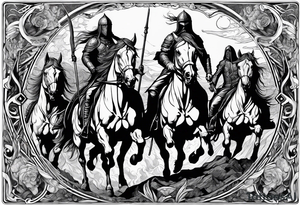 4 horseman of the apocalypse - Death, Famine, War, and Conquest tattoo idea