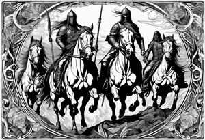 4 horseman of the apocalypse - Death, Famine, War, and Conquest tattoo idea