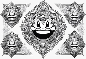 kirby smiling inside a long shinning crystal tattoo idea