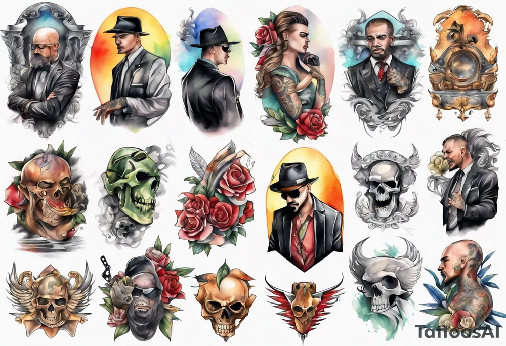 gangster full back tattoo idea