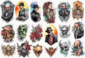 gangster full back tattoo idea