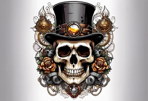Steampunk skull tattoo idea