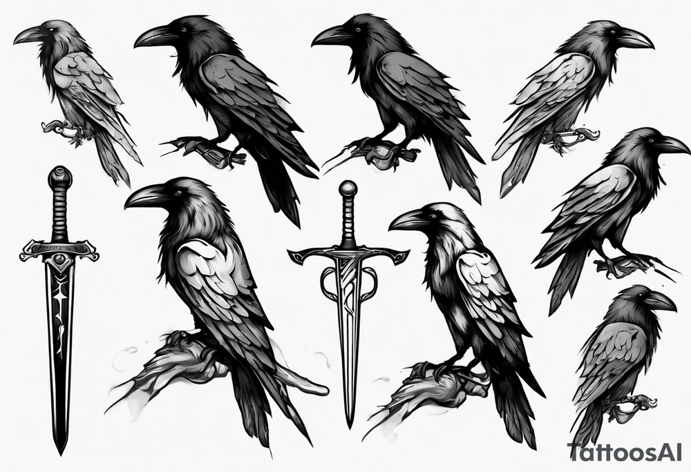 Raven with the sword tattoo idea