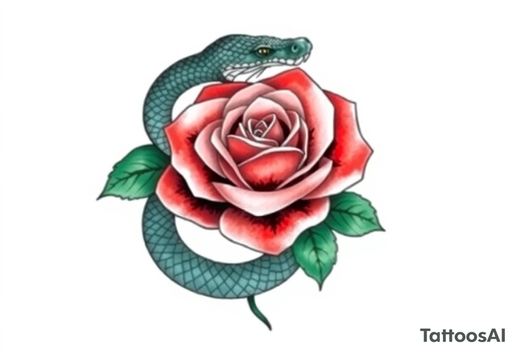 Snake wrapped around a rose tattoo idea
