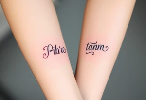 Bright colored ambigram words tattoo idea