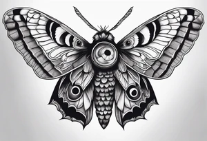 Dead head moth with long wings and owl eyes tattoo idea