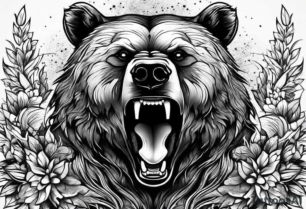 angry bear tattoo idea