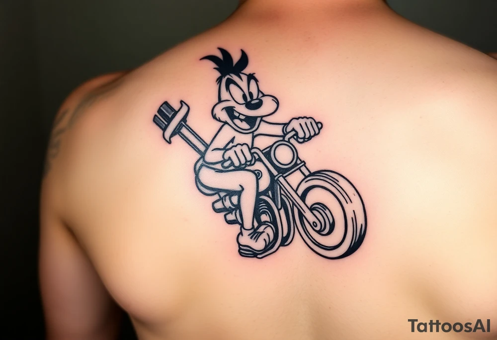 Taz looney tools character riding a motorcycle tattoo idea