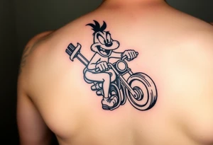 Taz looney tools character riding a motorcycle tattoo idea